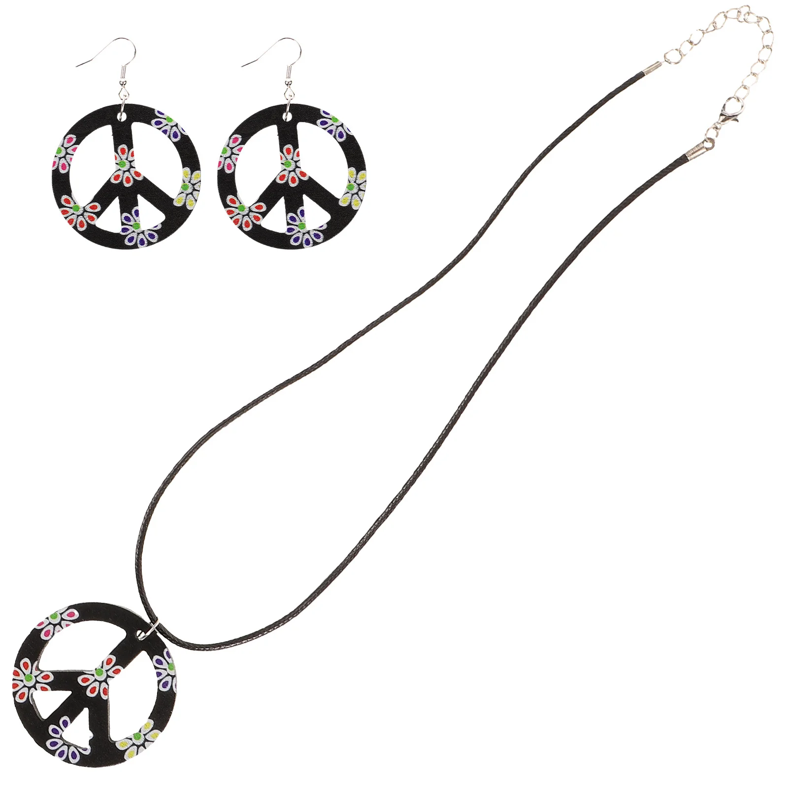 Plastic Hippie Accessories Groovy Trio Costume Set Necklace Earring Halloween Party Decoration Safe Durable Easy to Use Carry