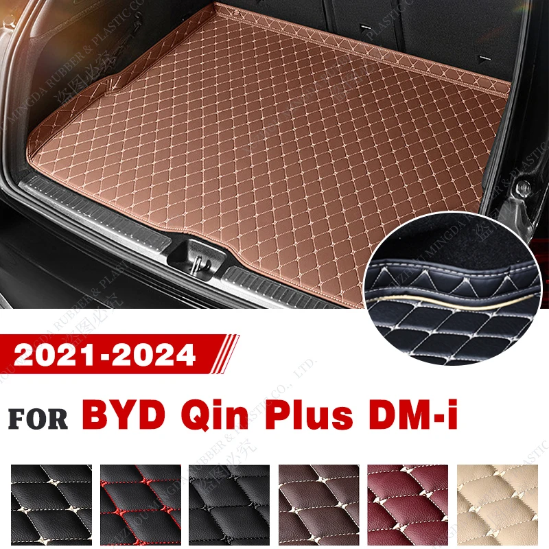 Car Trunk Mat For BYD Qin Plus DM-i 2021 2022 2023 2024 Custom Rear Cargo Cover Carpet Pad Tail Boot Liner Car Accessories