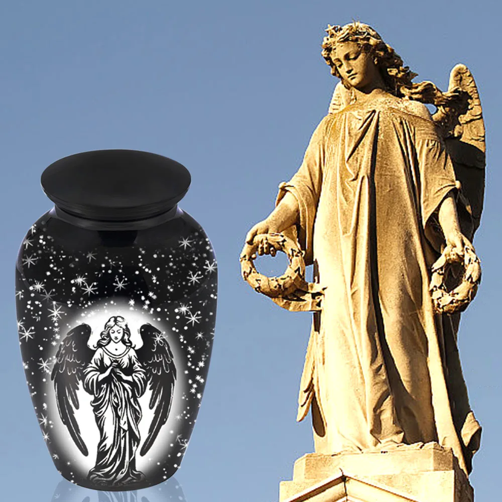  Cremation Urns for Human Memorial Urn for Women & Men Decorative Funeral Angel Goddess Sparkling Starry Sky Keepsake Urns
