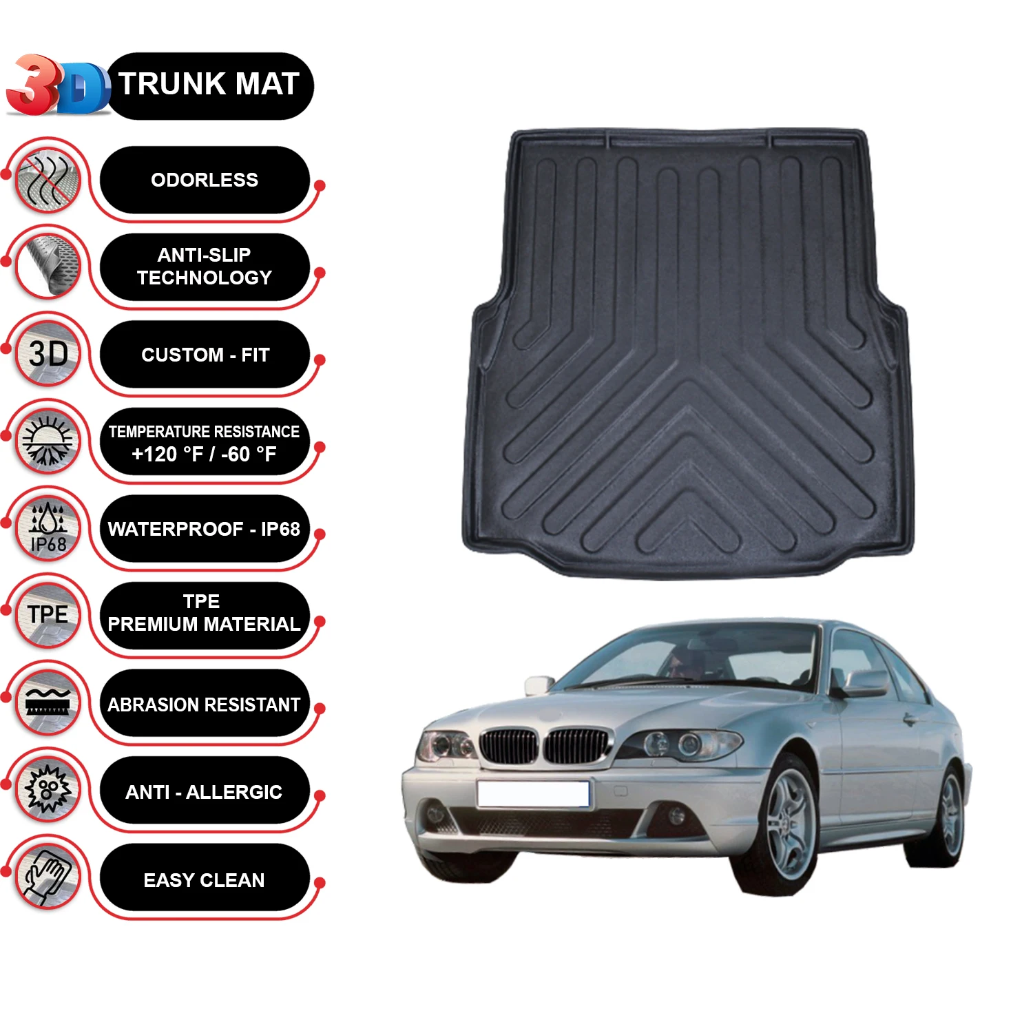 Bmw 3 E46 1997-2006 Cargo Liner Kofferbak Floor Mat