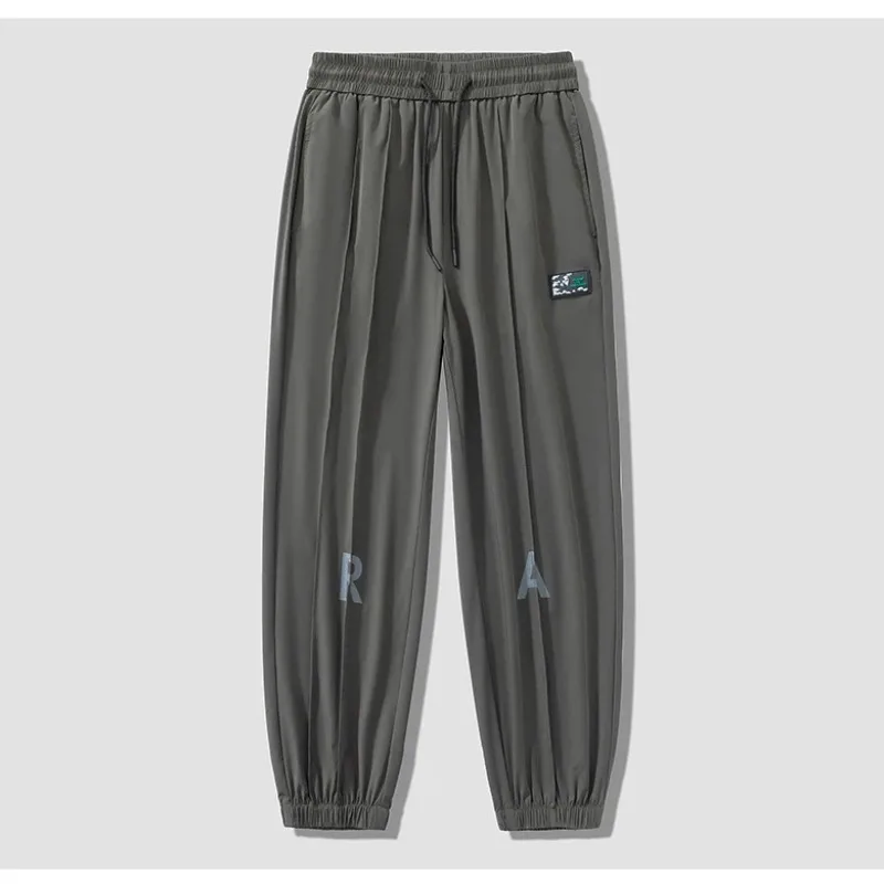 Men's Spring Summer Solid Elastic Pockets Letter High Waist Casual Sports Harlan Hooded Lantern Trousers Office Lady Pants