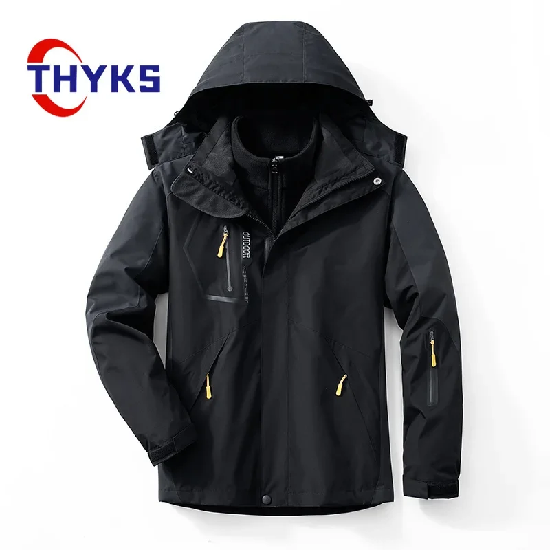 

Autumn Winter 3in1 Men Mountaineering Jackets Windproof Waterproof Hooded Jacket Fleece Warm Outdoor Fishing Hiking Camping Coat