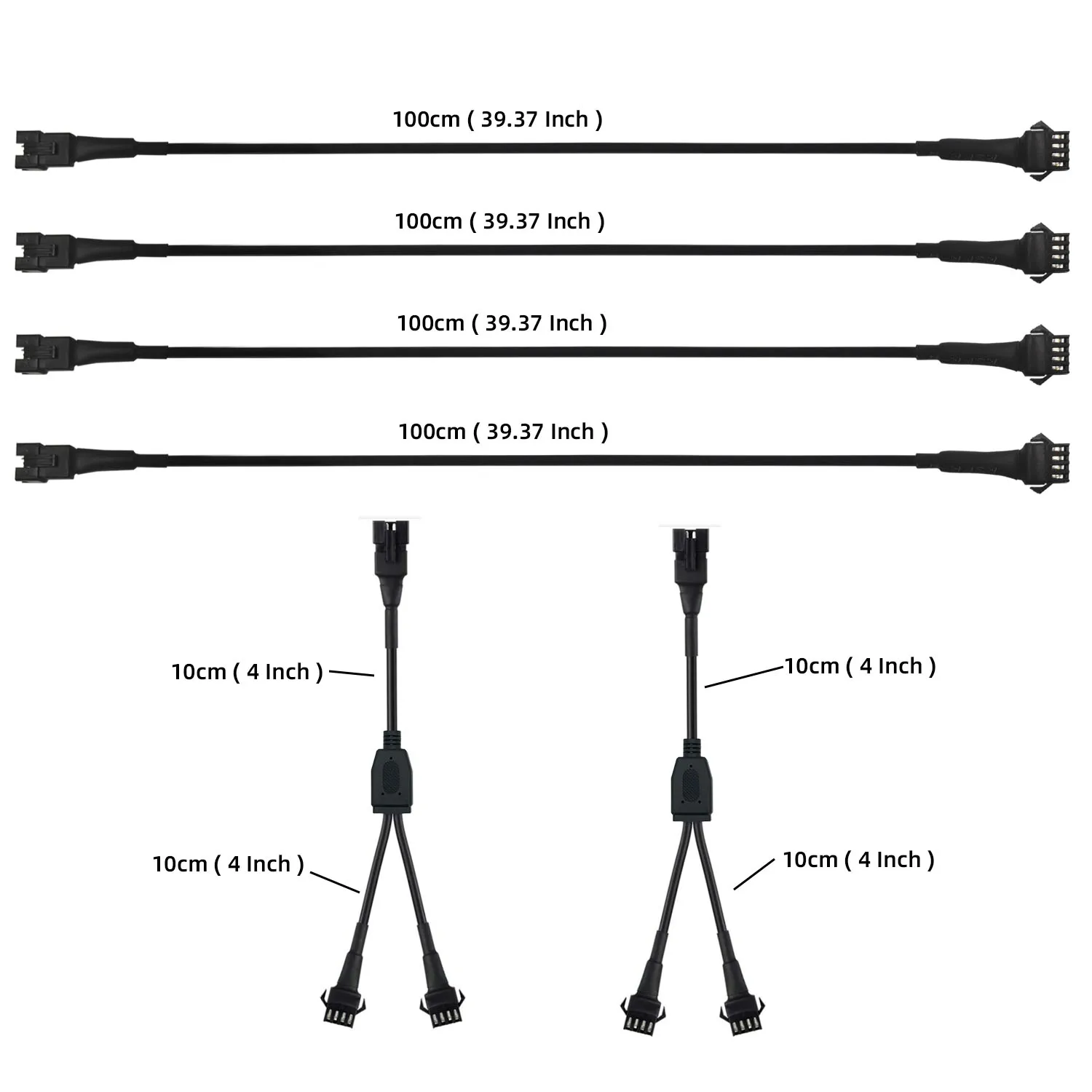 4 pezzi 100cm 2 pezzi Y Line LED Kit moto cavo di prolunga Set per LED Glow Light striscia al Neon multicolore