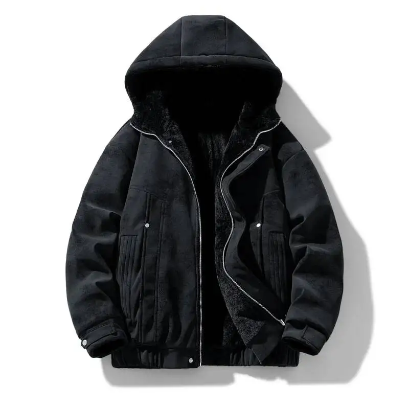 American Retro PU Leather Jacket Men's High Street Hooded Jaet Autumn Design Sense Fce Outerwear Casual Style Sle Unisex Outwear