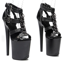 Leecabe 20cm/ 8inches matte PU sandals lady fashion party platform high heel sandals Nightclub Stage pole dance shoes