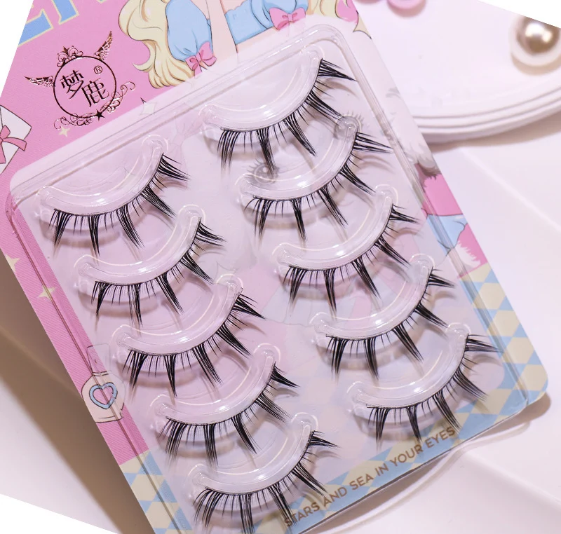 Neue Puppe Wimpern Verlängerung Natürliche Cat Eye Falsche Wimpern Cosplay Make-Up Cross Streifen Wimpern Handgemachte Manga Anime Lash – Detail 11