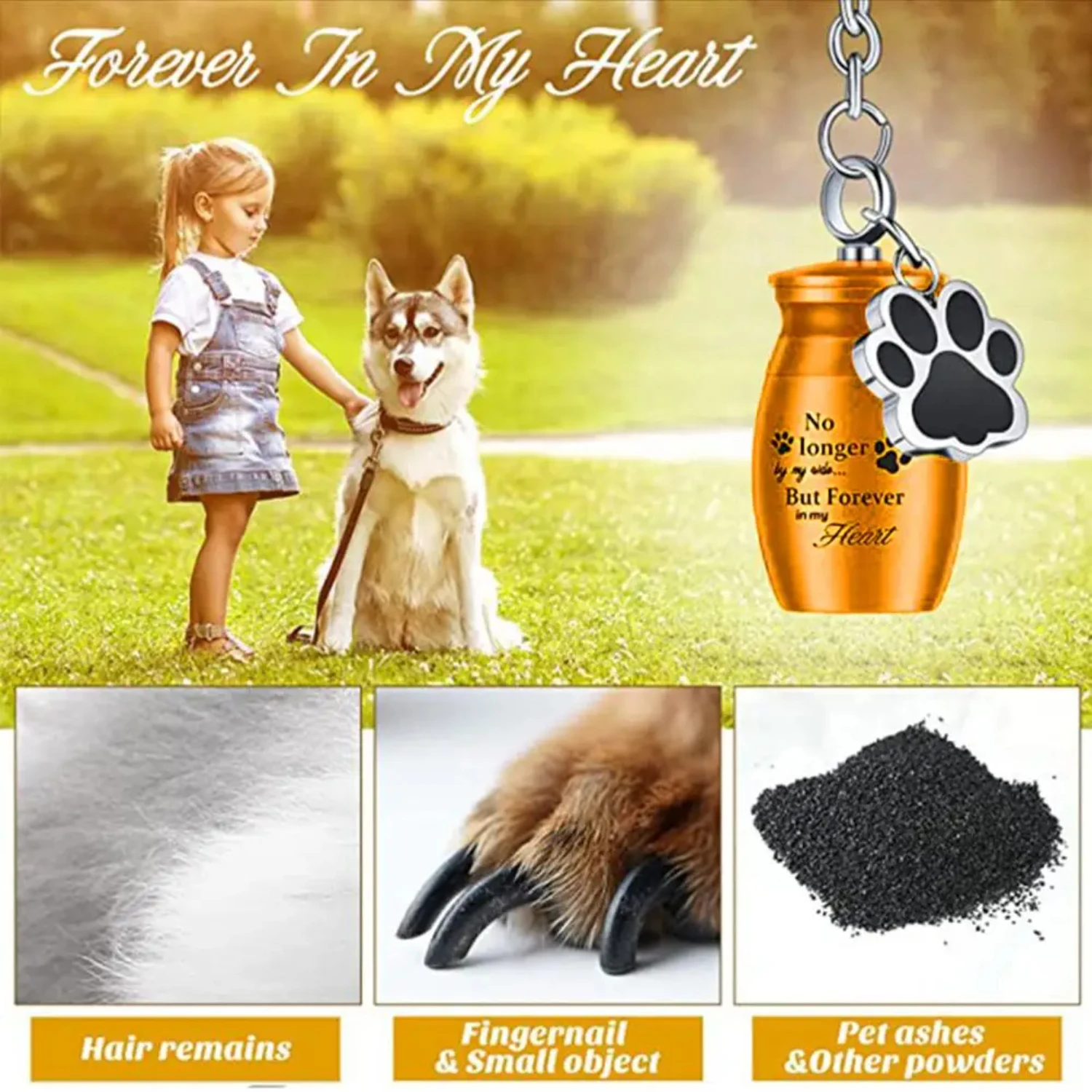 Pet Cremation Urn Waterproof Pet Urn Keychain Mini Dog Finger  Bottle with Paw Pendant Moistureproof Cat Cremation Ash Urn