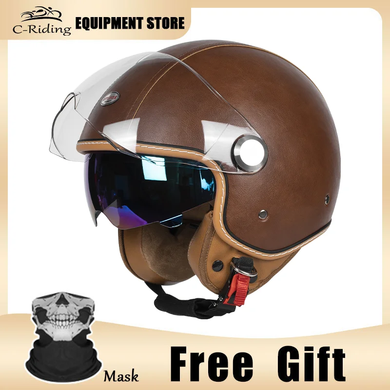 

Top Quality DOT ECE Certified 3/4 Open Face Motorcycle Helmet for Men with Sun Visor Lightweight for Cruiser Scooter Riding