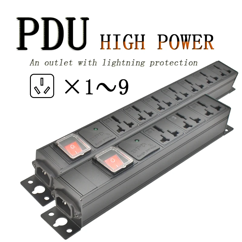 PDU power board network cabinet rack C14 port desktop 16A universal socket 1-9AC with Surge protection wireless socket