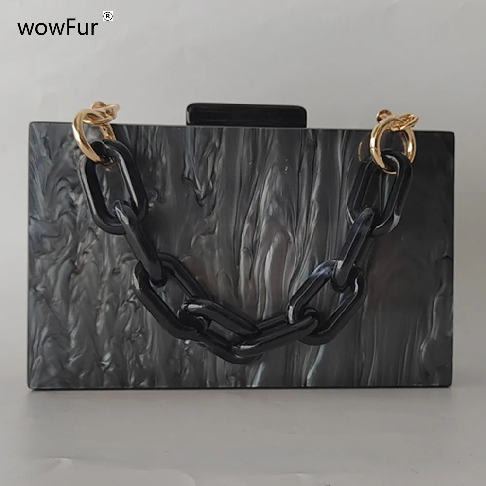 Designer Brand Pearl Marble Black Acrylic Evening Bag Luxury Woman Lady Mini Female Flap Clutch Purse Trendy Wedding Party Prom