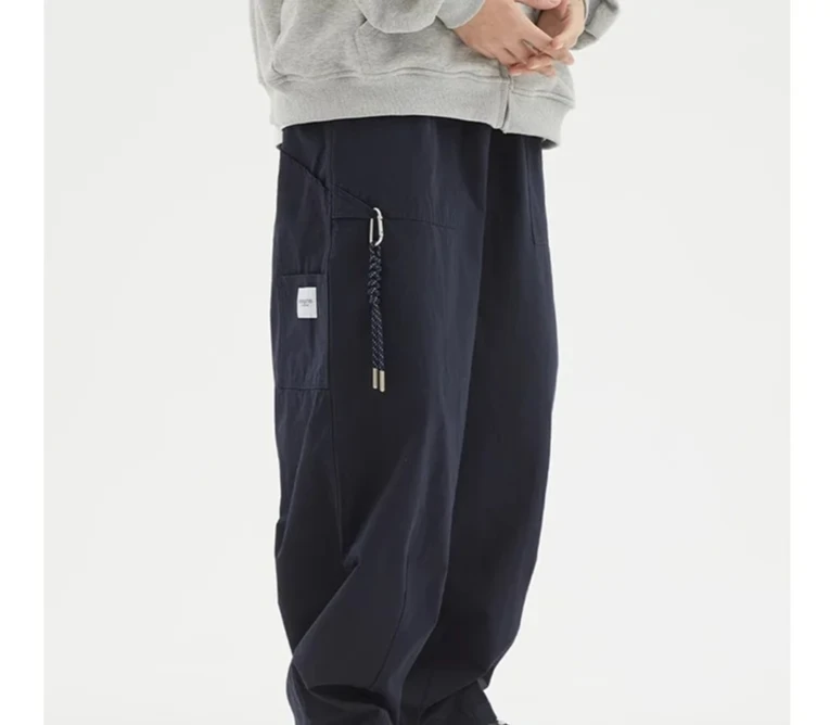 

Japanese retro loose straight splicing overalls men's autumn new multi-pocket functional large-size loose trousers