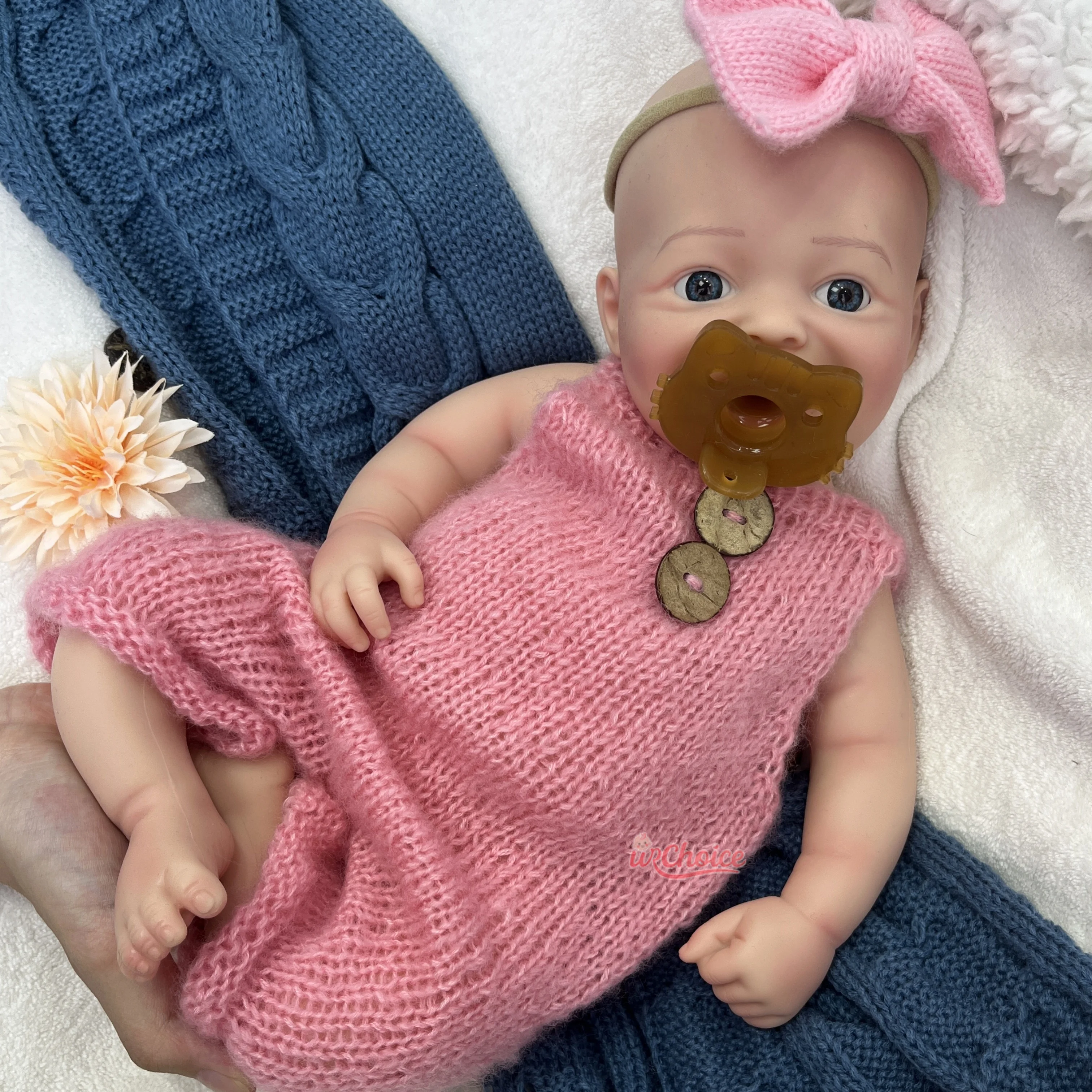 

Симуляция родителей, 17-дюймовая силиконовая кукла реборн с соской, яркие глаза для раннего образования, эмоциональный компаньонс