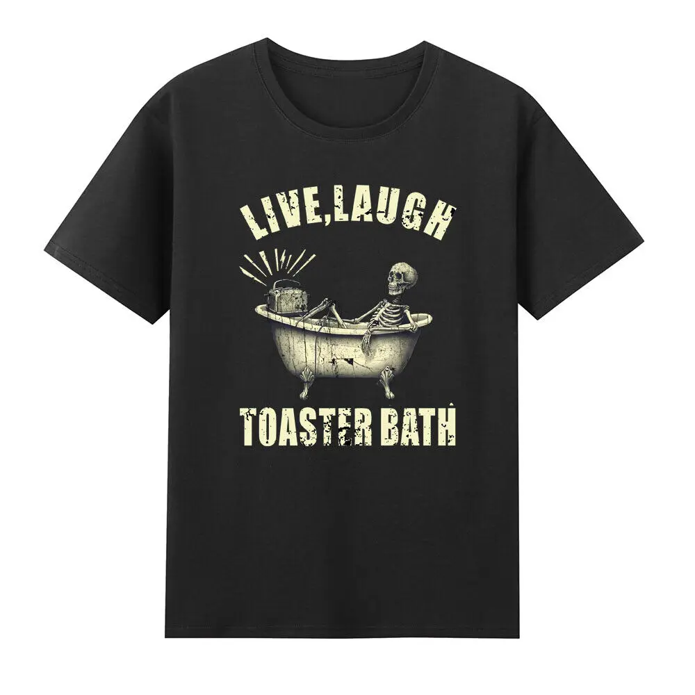 

Live Laugh Toaster Bath Funny Skeleton Bathroom Graphic Vintage Men's T-Shirt