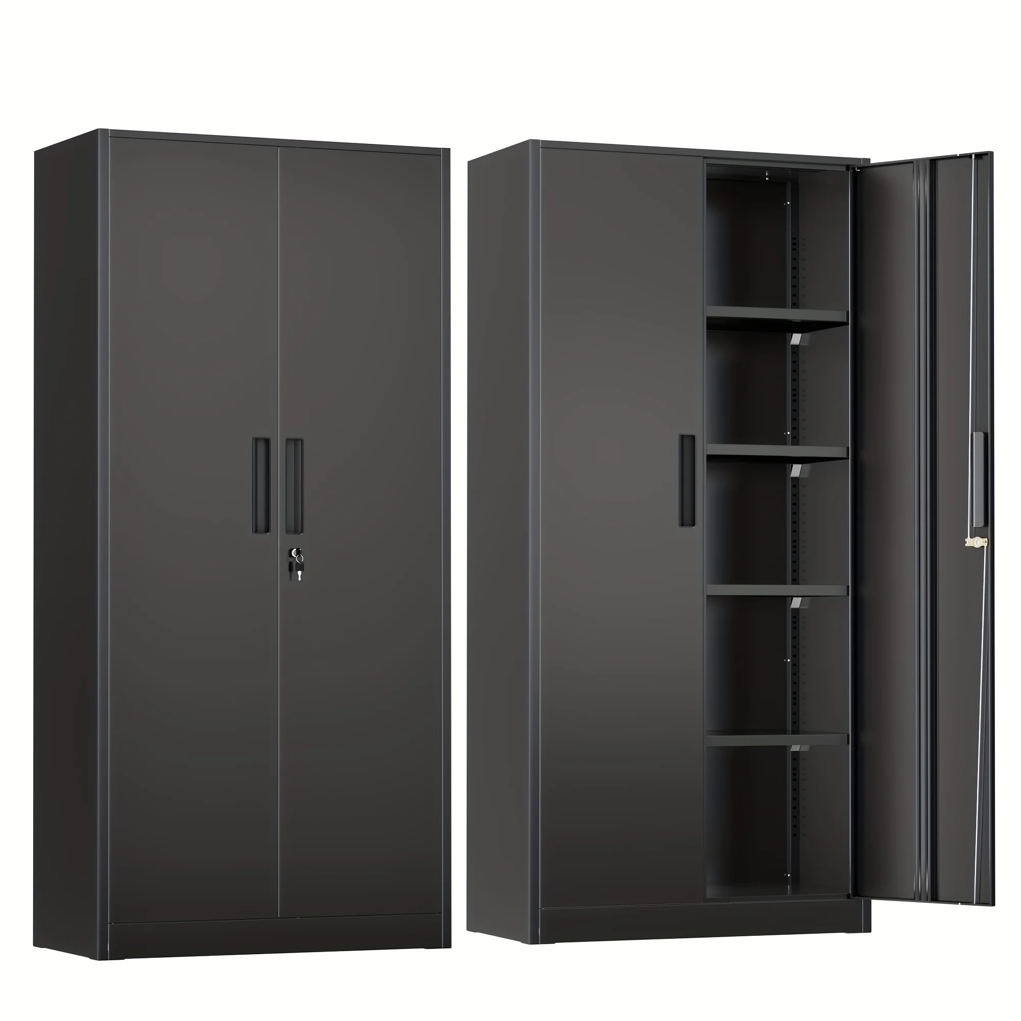 

Storage Cabinet, 72" Black Locking Storage Cabinets with Doors And 4 Shelves, Tall Tool Storage Cabinet for Garage, Steel Lockable File Cabinet Metal Locker for Home Office, Classroom,, Tool Cabinets