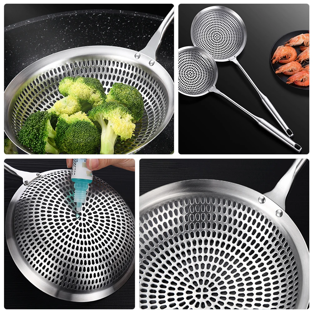 

Stainless Steel Spoon Mesh Strainer for Frying Oil Filter Food Serving Hot Pot Spoon Long Stainless Steel Spoons H