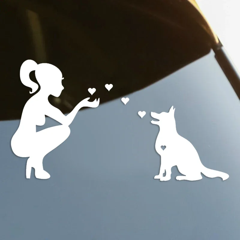 Adesivo per auto pastore tedesco lady love dog fustellato decalcomania in vinile adesivo per auto protezione solare impermeabile in pvc 15cm