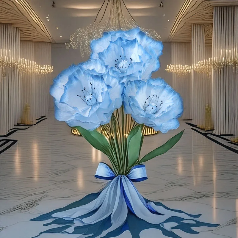 

Blue Large Poppy Display Window Scene Paired with Shopping Mall Decoration Beautiful Wedding Scene Decoration Set Paper Flowers