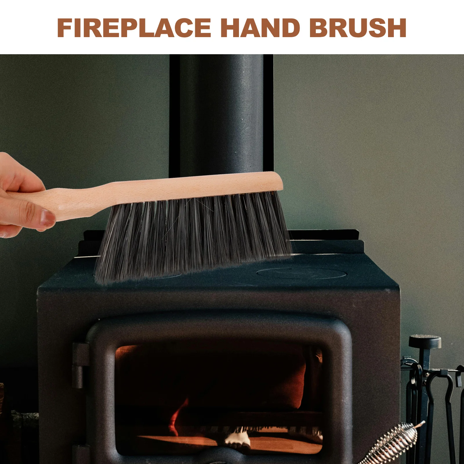 Fireplace Cleaning Brush Wood Pet Bristles Ergonomic Anti-Slip Handle For Hearth Grill Duster Brush Cleaning Tools