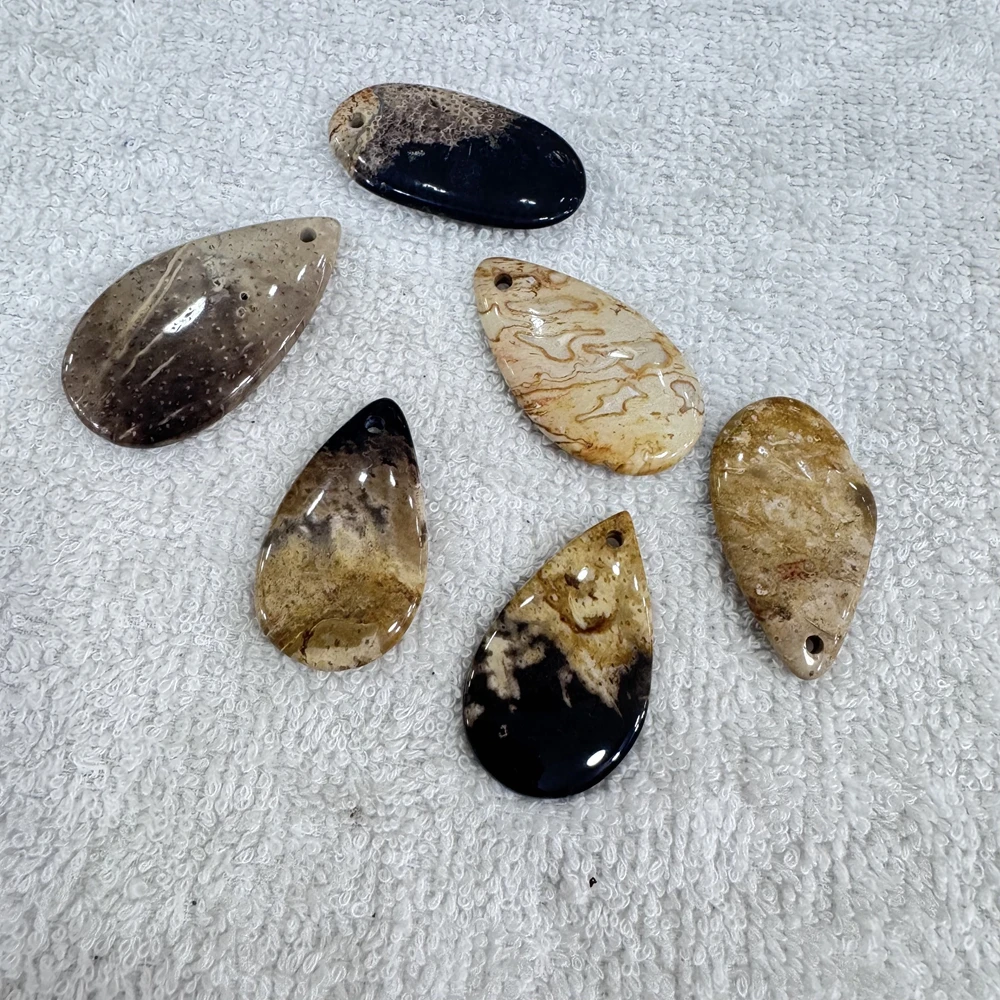 Wholesale 5pcs/pack Genuine Jesus Stone Jasper Bead Pendant Mixed 20-45mm Semi-Precious Gemstone Jewlery Pendant
