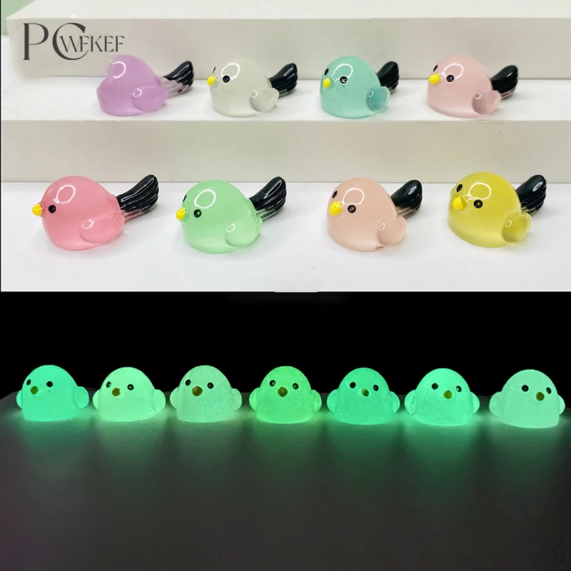 

5PCS Kawaii Mini Birds Luminous Resin Bird Fairy Garden Decoration Miniature Figurines Birds Moss Microlandscape DIY Accessories