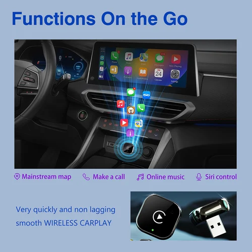 Imagen 2 del producto Pionray 2 en 1 Dongle inalámbrico CarPlay adaptador inalámbrico Android Auto Plug & Play para coche con CarPlay con cable/Android Auto