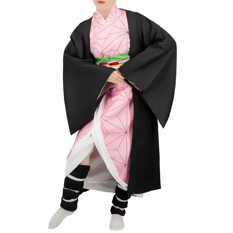 Anime Demon Slayer Kimetsu No Yaiba Tanjirou Kamado Cosplay Costume Top Jacket pantaloni Black Team Uniform Halloween Aldult Child