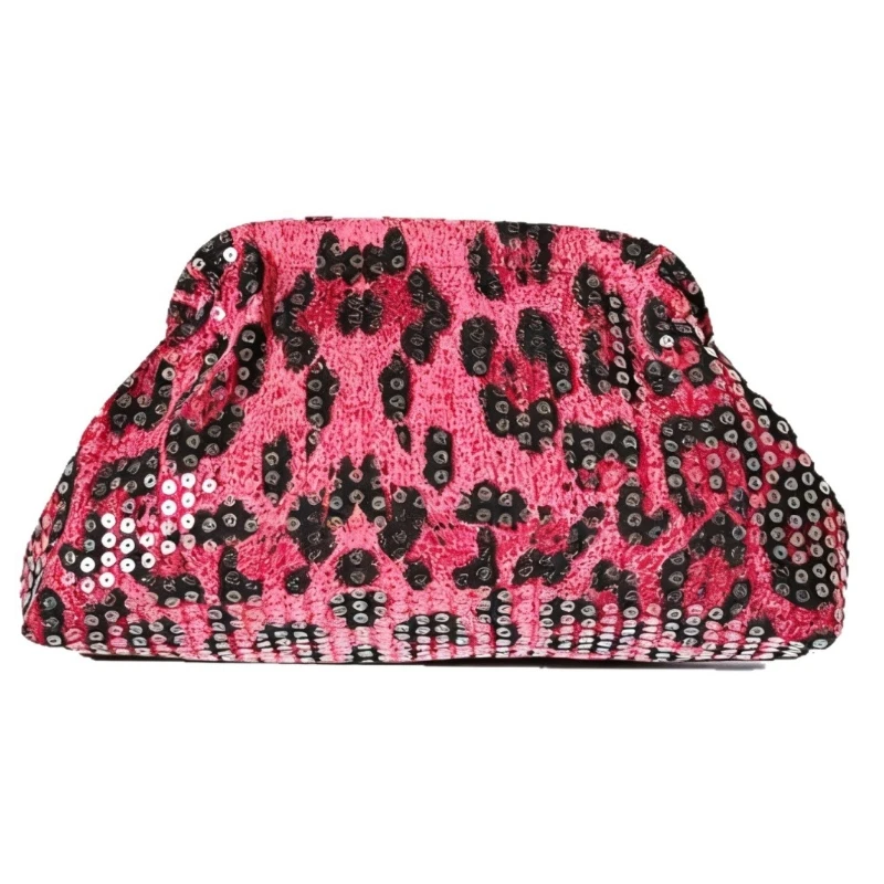 

Вечерняя сумка-клатч 2026 года с розовыми пайетками и леопардовым принтом для женщин, модная сумка для вечеринок и свадеб, косметичка для помады, Sac A Main Femme