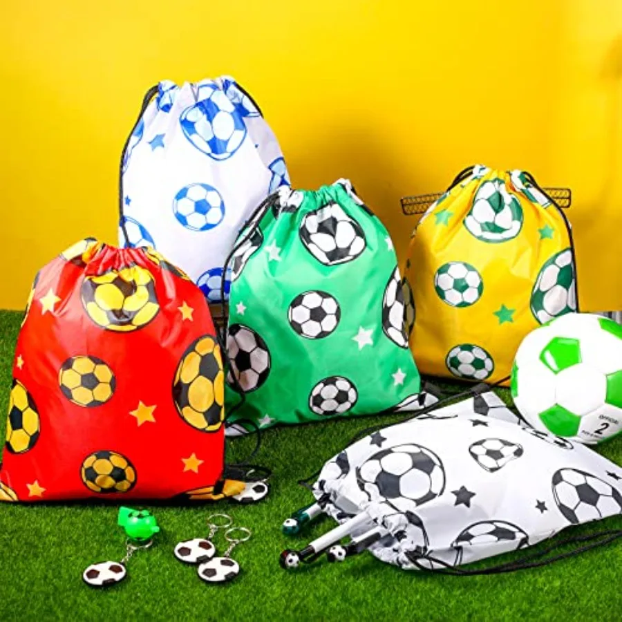 20 Pack Soccer Drawstring Bags 12 x 10 Inch Portable Sports Backpack for Girls Boys Party Favor Snack Back to School view 4