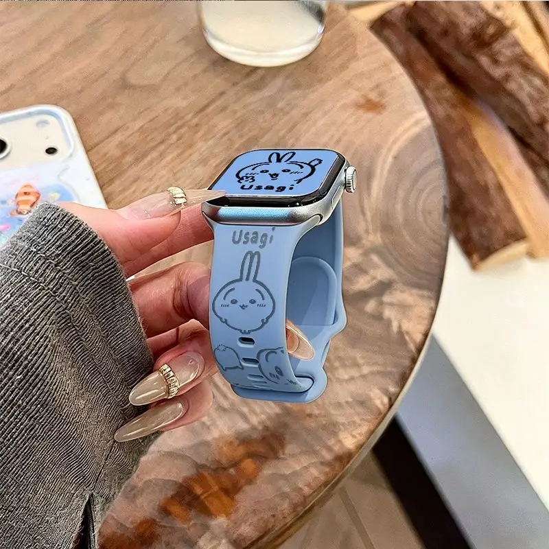 Anime Chiikawa Usagi Applicable To Apple Watch Watch Strap IwatchS11 10 9 Silicone AppleUltra3 SE Cute Kawaii Lovely Sweet New view 3