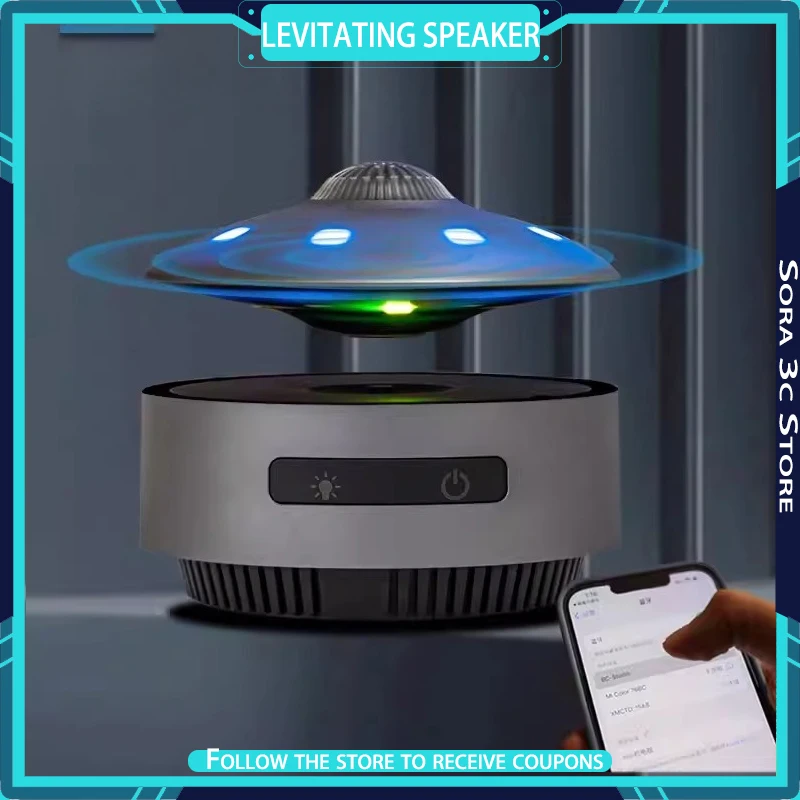 Caixa de Som UFO com Levitação Magnética, Subwoofer 3D Surround, Decoração de Mesa para Computador, Caixa de Som Bluetooth, Presente de Aniversário