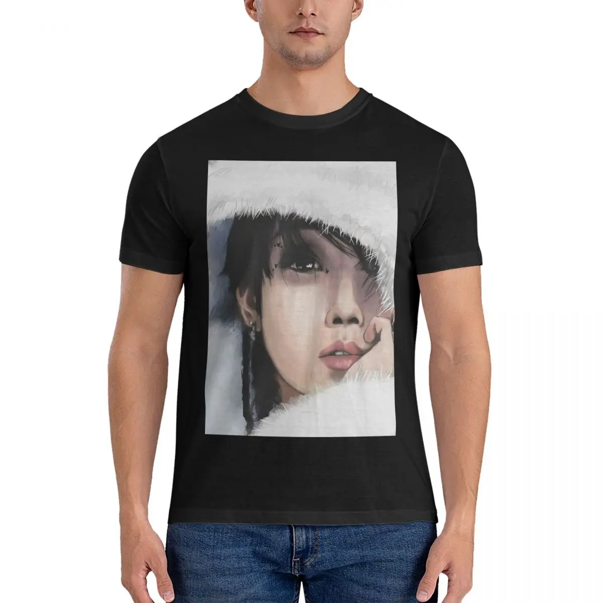 Skz Han Jisung صورة الرجال تي شيرت موضة المتضخم تي شيرت الرجال طاقم الرقبة القطن تيز قصيرة الصيف الذكور