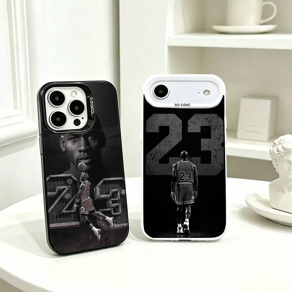 Basketball M-Michael Jeffrey Phone Case For iPhone 17,16,15,14,13,12,11 Plus,Pro Max,XS,Colorful Silver Phone case Funda Cover