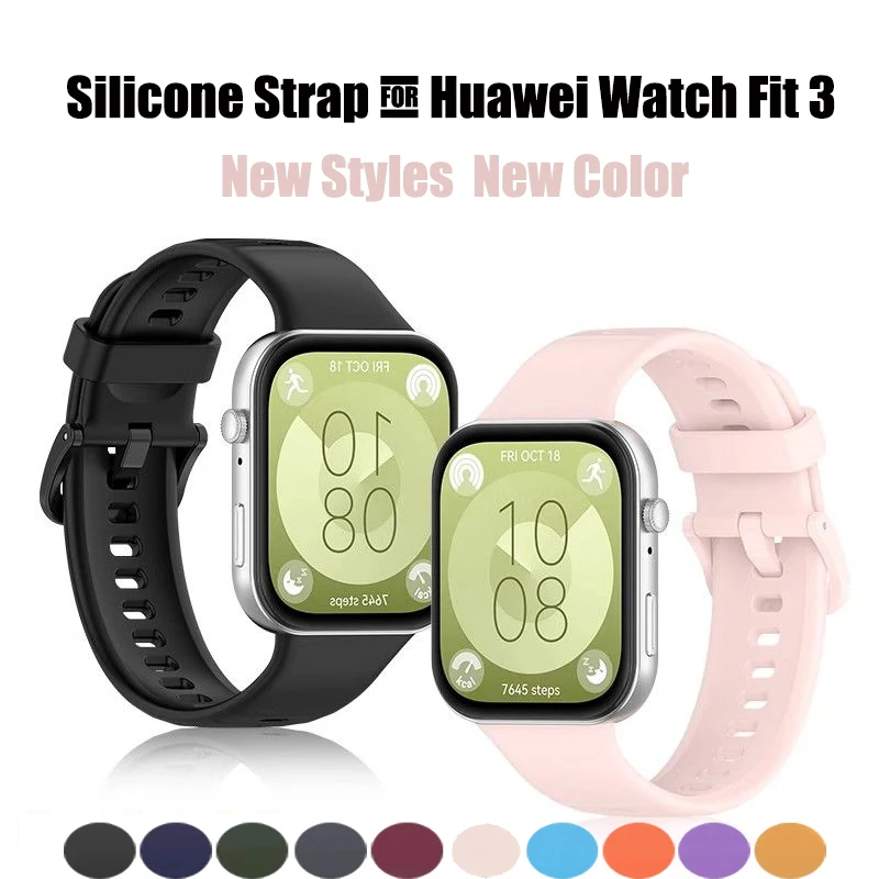 Ремешок силиконовый для смарт-часов Huawei Watch Fit 3, сменный Браслет для Huawei Watch Fit 3, спортивный браслет