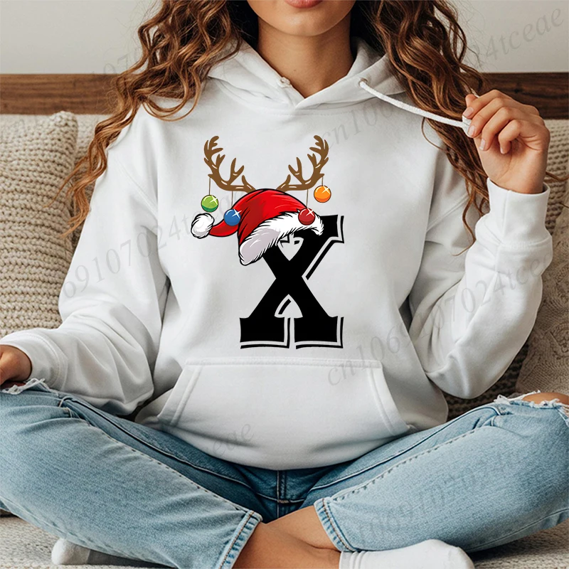 

Женская шляпа с оленями, толстовки с алфавитом, рождественский свитшот с длинными рукавами, осень-зима, повседневный пуловер, толстовки, спортивная одежда для рождественской вечеринки