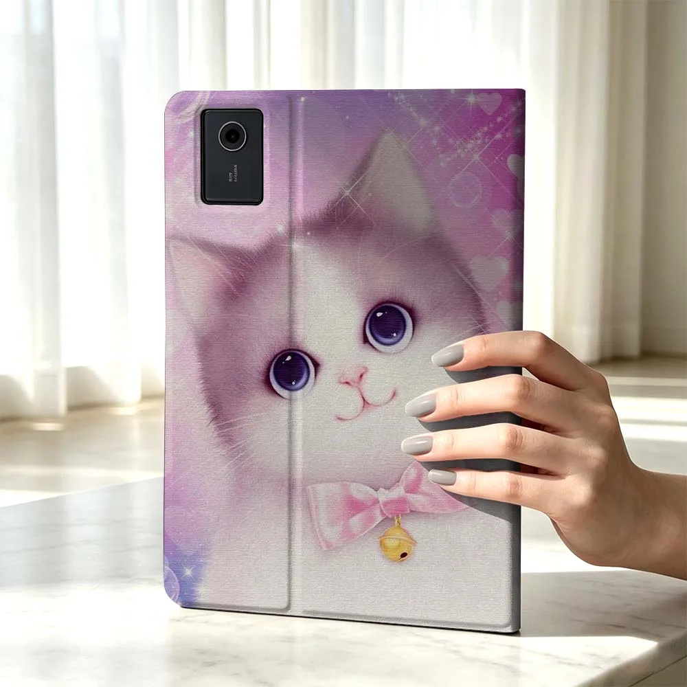 Cartoon White Cat Bow Bell Fashion For Xiaomi Poco Redmi Pad 8 2 4 5 6 6S 7 7S SE Pro 14 11 11.2 12.1 12.5 Inch Tablet Case