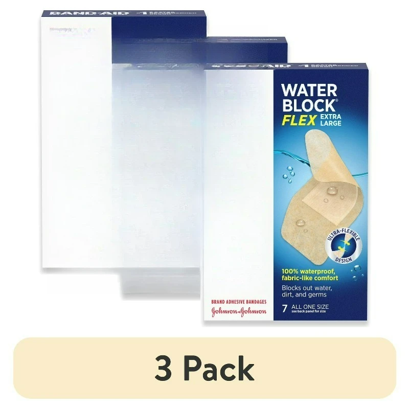 

(3 pack) -Aid Brand Water Block Flex Adhesive Bandages, Extra Large, 7 Count
