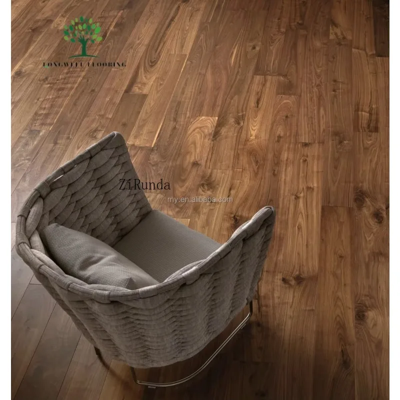 Customized version Black Walnut Brown Herringbone Engineering Parquet Zigzag Pattern Hardwood Floor