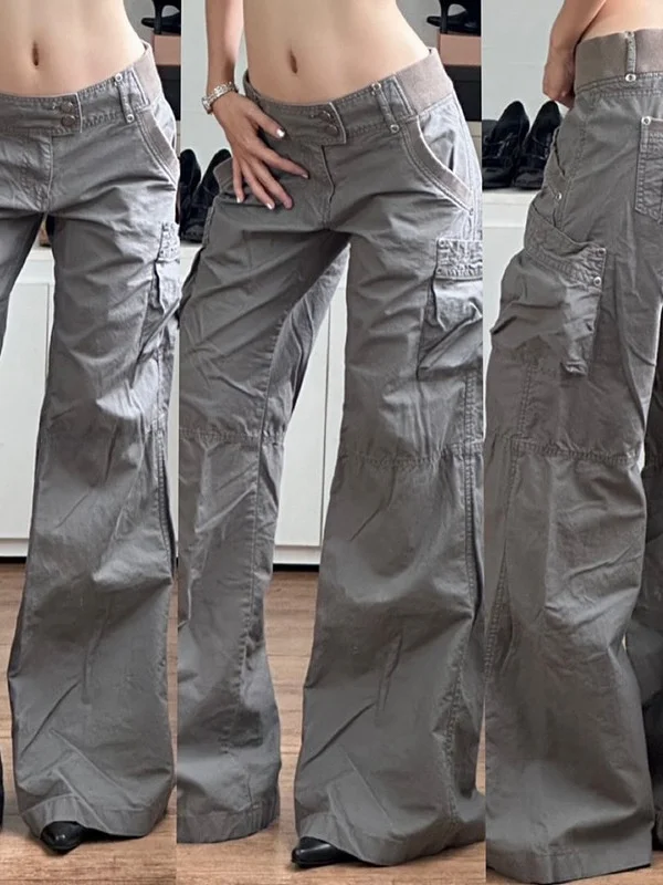 

Low Waist Casual Pants for Women Straight Leg Multi-ket Workwear Sle Summer Faion Ladies' Premium Trousers
