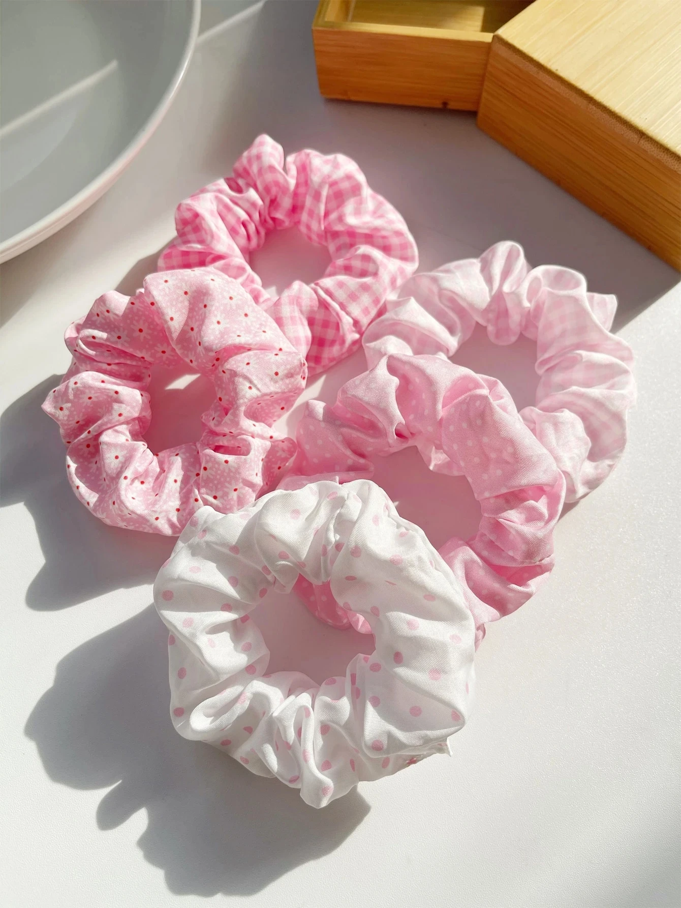 Polka Dot Scrunchie Set (5-Pack)
