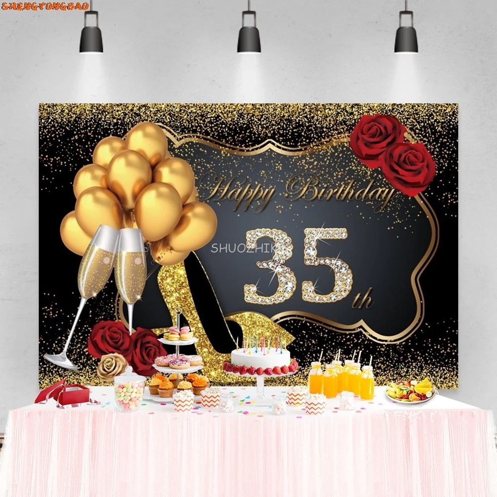 Balloons Adult Birthday Backdrop Happy Fabulous Women's 50th 30 40 60 Birthday Party Photographic Background Photocall Props