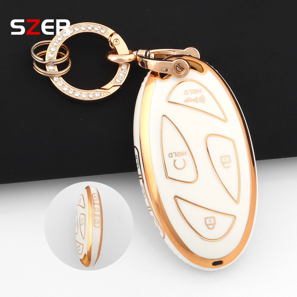 حافظة مفاتيح ذكية عن بعد للسيارة من البولي يوريثان غطاء شل لسيارة Hyundai IONIQ 6 سباق كبيرة جديدة GN7 Kona 5 7 أزرار حامل محمي بدون مفتاح فوب