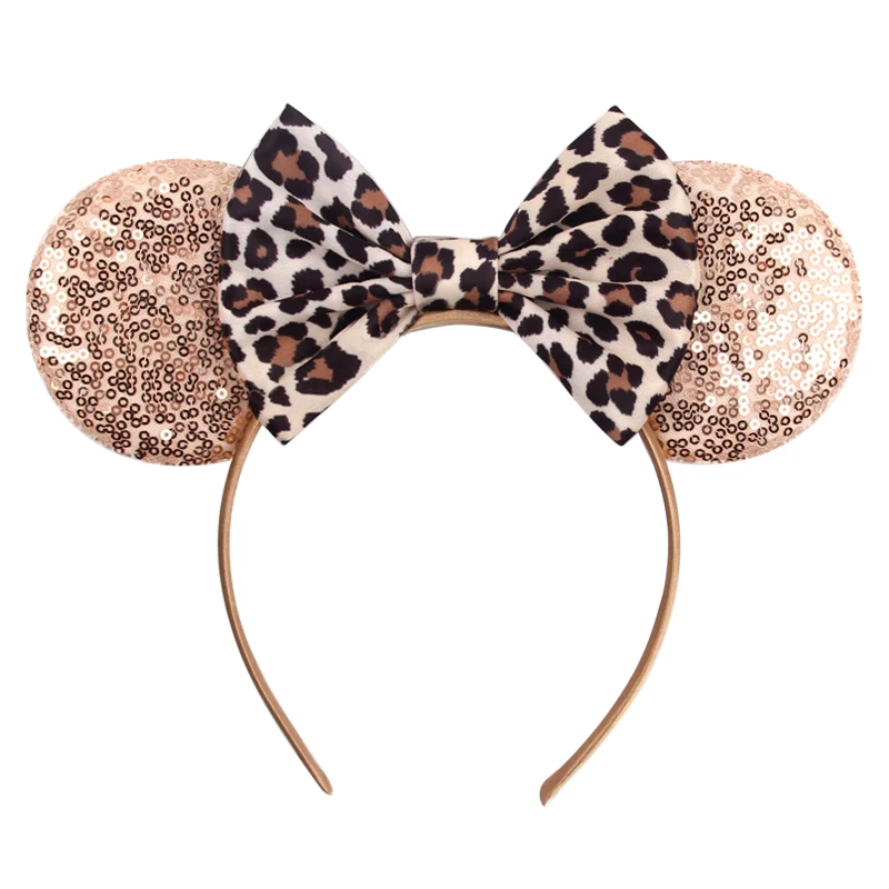 Mode klassische Leopardenmuster Mickey Mouse Ohren Stirnband 5"Bogen Haarband Mädchen Frauen Festival Party DIY Haarschmuck Geschenke – Detail 12