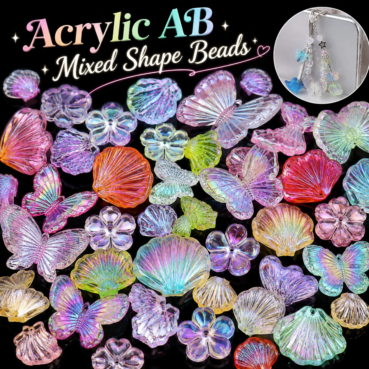 Acrylic Mixed Colors AB: Various Styles SizesHandmade DIY Jewelry Making Bracelet Spacers Beads Necklaces Decorative Accessories
