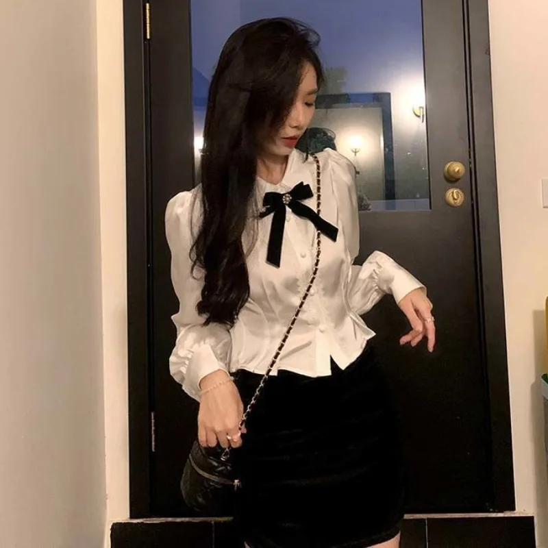 JK Preppy Style Shirts Women Y2k Sweet Tunic Crops Blusas Solid Korean Fashion Girlish Lovely Slim Lolita Peter Pan Collar Cozy