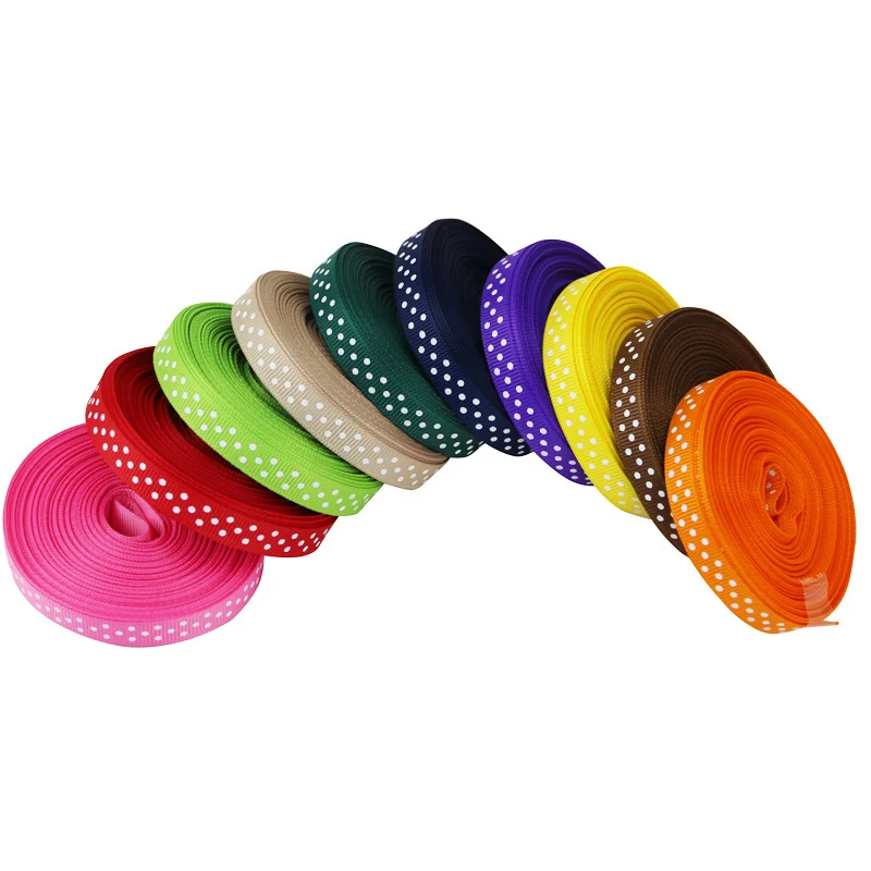 (5-25 Meter/Rolle) 10mm Cartoon Polka Dots Bedrucktes Ripsband Liebliche Spitzen-Serienbänder – Detail 4
