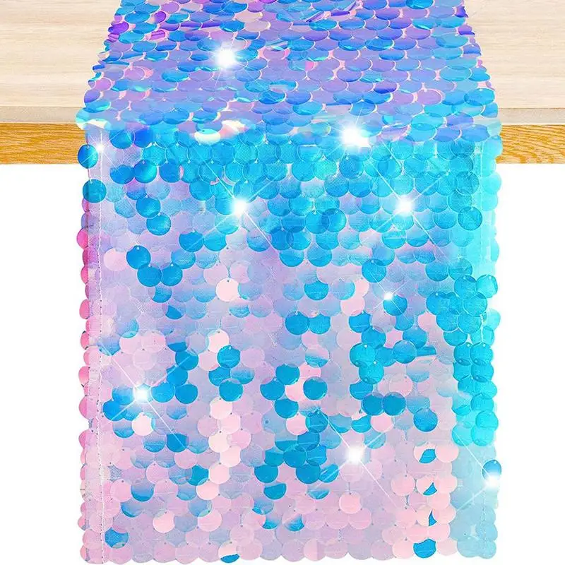 

Scales Table Runner Shining Sequin Table Runner Long Table Decoration Table Cover For Birthday Party Baby Shower Ocean Under The