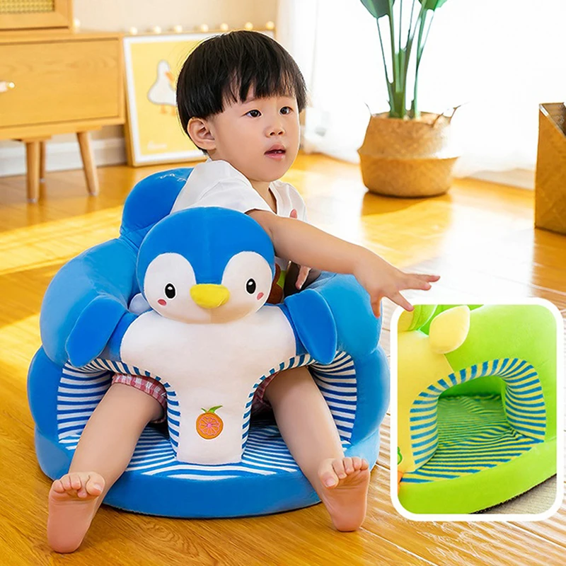 Funda de asiento de soporte para sofá de bebé, funda de silla de felpa de dibujos animados para niños pequeños, cómoda, lavable sin cuna de relleno,