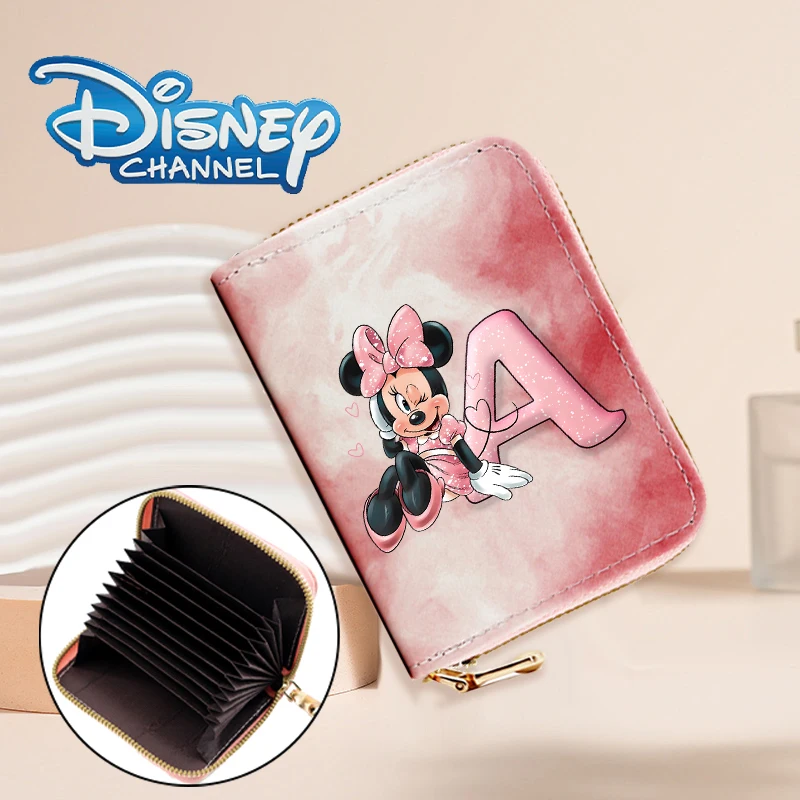 Cartera con tinte anudado de Mickey Minnie Mouse, tarjetero con cremallera impresa con letras bonitas, bolsas de almacenamiento de dinero, patrones de lavado de tinta, regalo personalizado