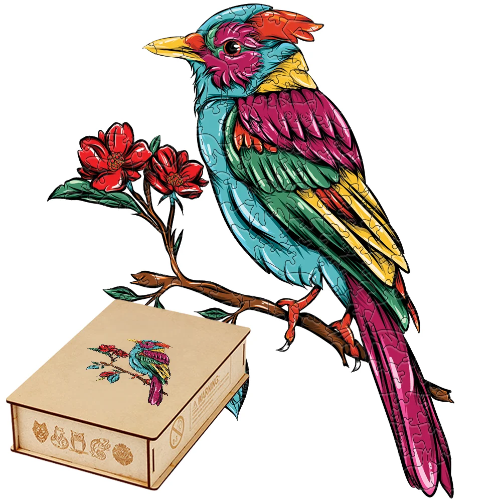 

Colorful Songbird 3D Wooden Puzzles for Adults Flower Branch Shaped Wood Jigsaw Puzzle Brain Teasers Hobby Craft Gift Decor
