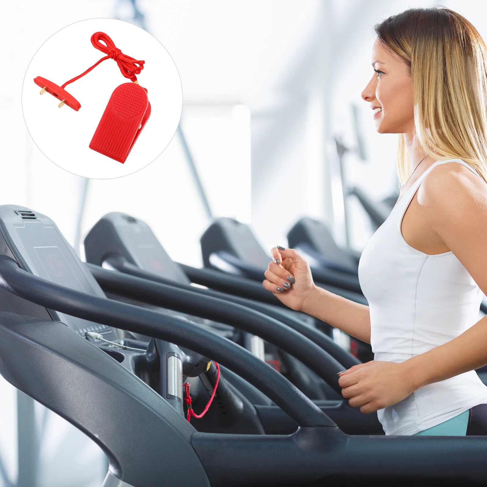 

1pc Treadmill Emergency Stop Switch Double Insert Fitness Equipment Accessories Safety Key Start Stop Function Wide